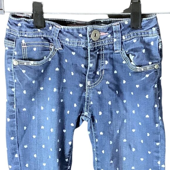 Candie's Girl Denim Capri Jeans Blue / White Hearts Adjustable Waist Sz 8 Cotton - Picture 6 of 13